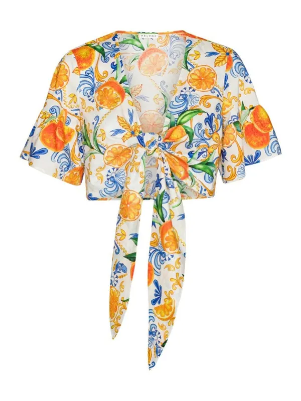 Belle top - majolica print sold by Brando