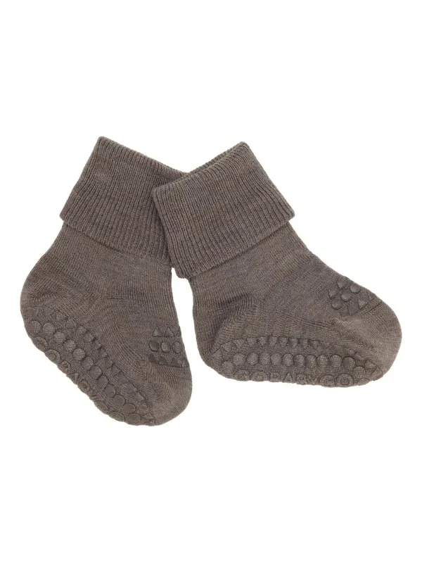 Non slip ull sokker - Brown Melangè sold by Brando