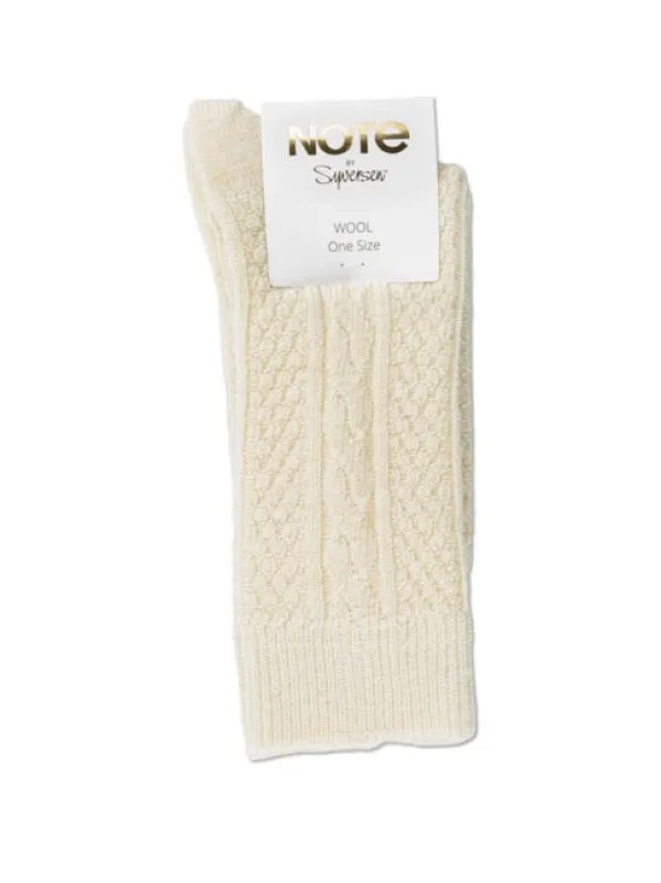 Wool cable sokker - offwhite sold by Brando