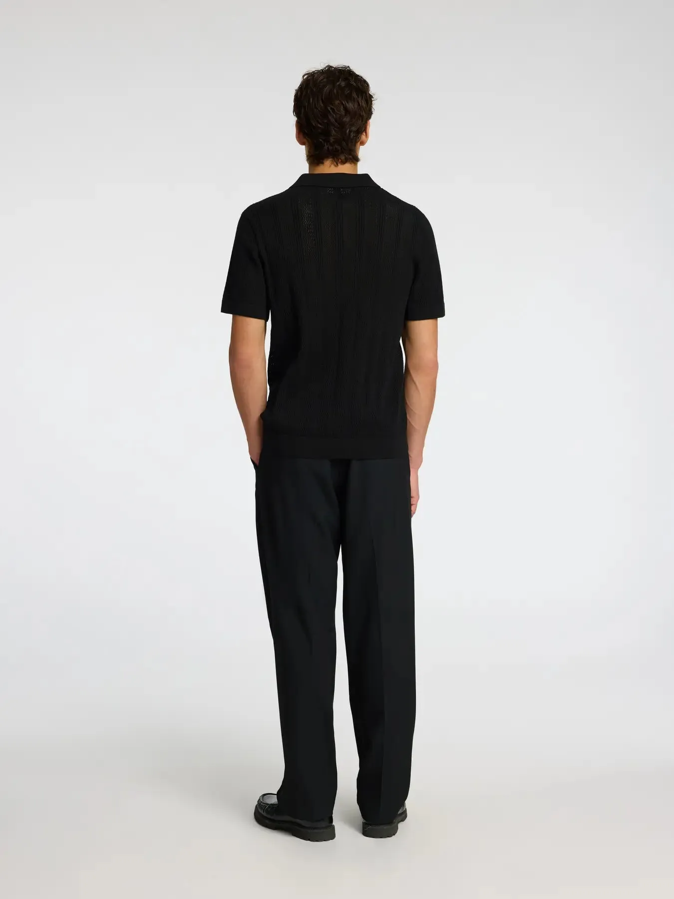 Wells knit crochet polo - black sold by Brando product image thumbnail 3