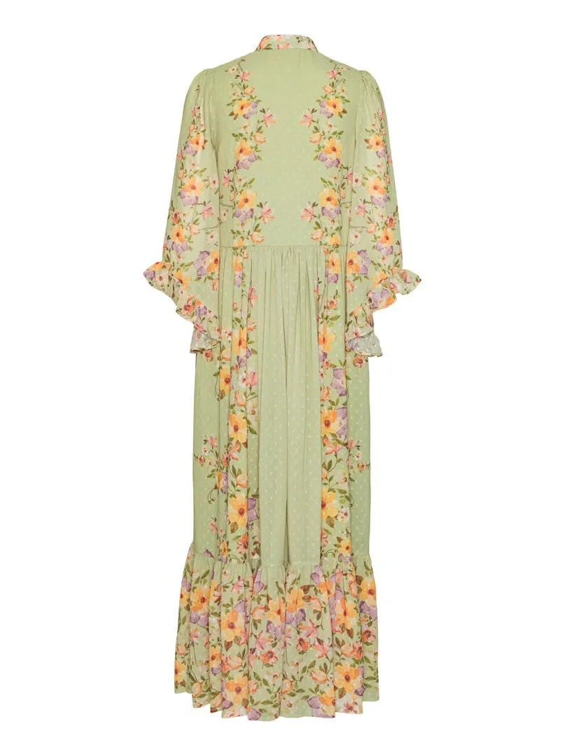 Joy long Kjole - green flowerprint sold by Brando product image thumbnail 4