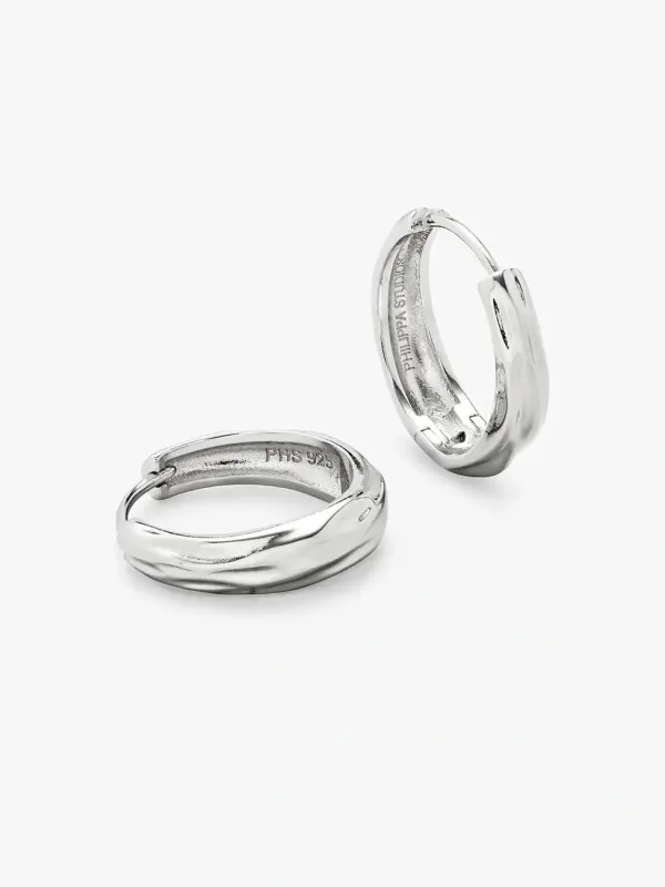 Dome structured hoops medium - sølv sold by Brando