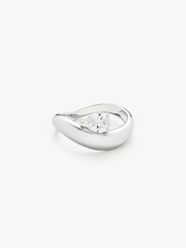 Wave pear ring - sølv sold by Brando