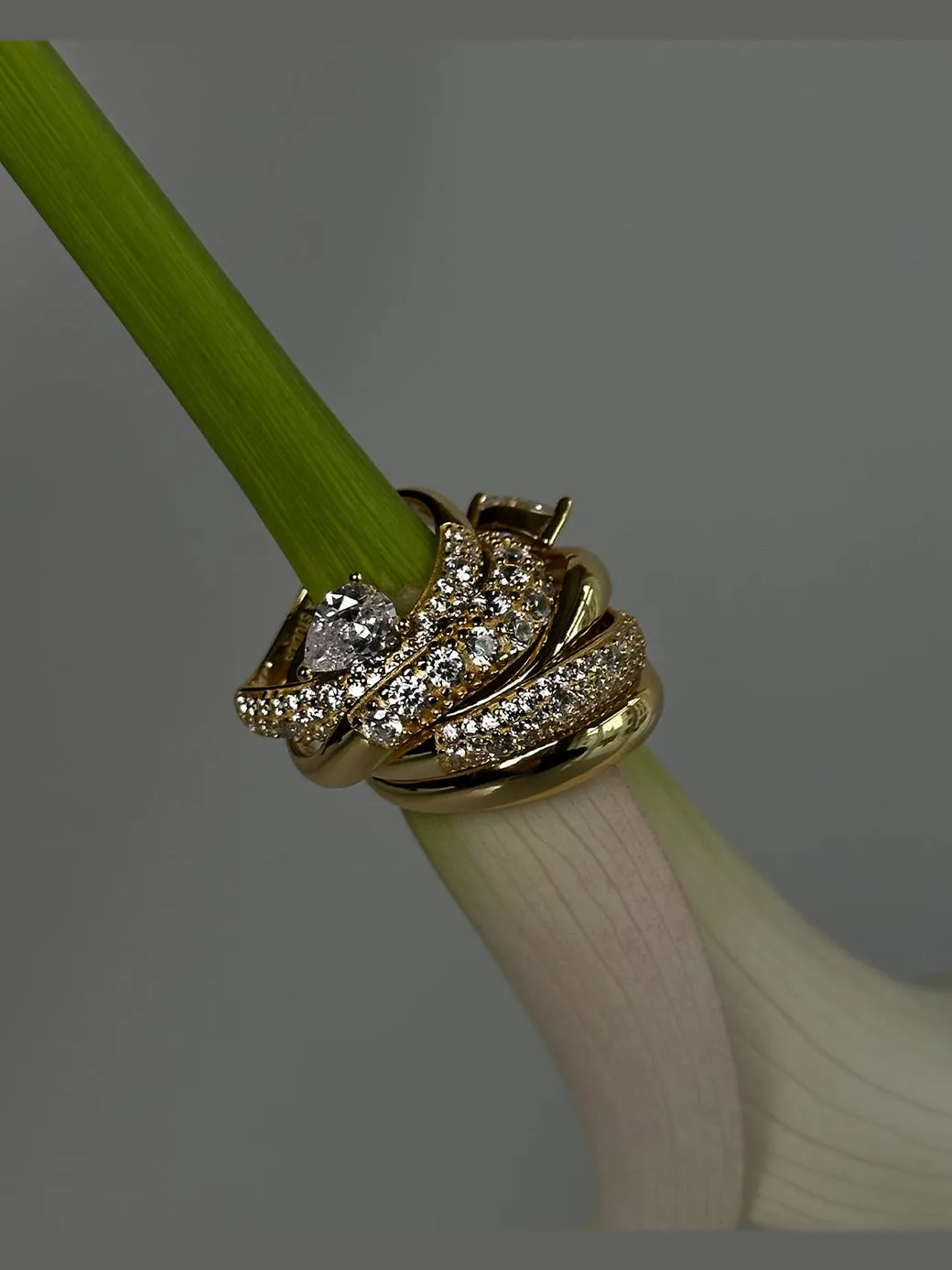 Wave pear pave ring - gull sold by Brando product image thumbnail 3