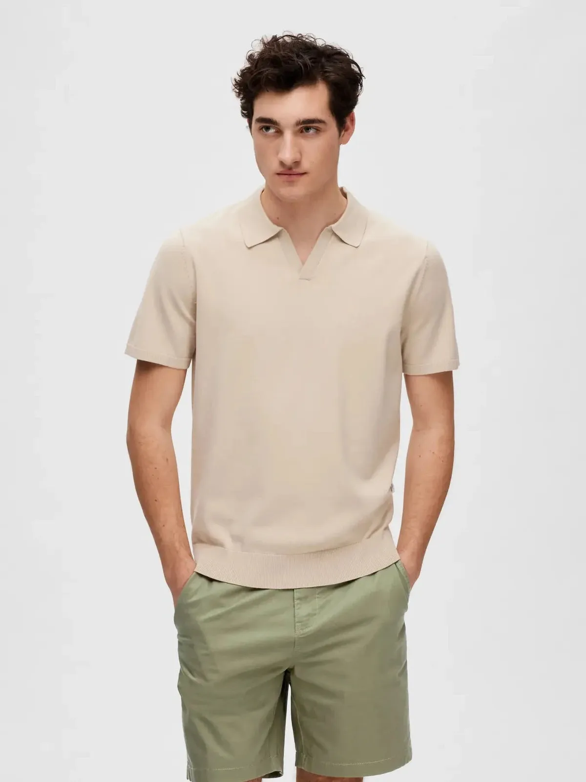 Teller knit polo - egret sold by Brando product image thumbnail 3