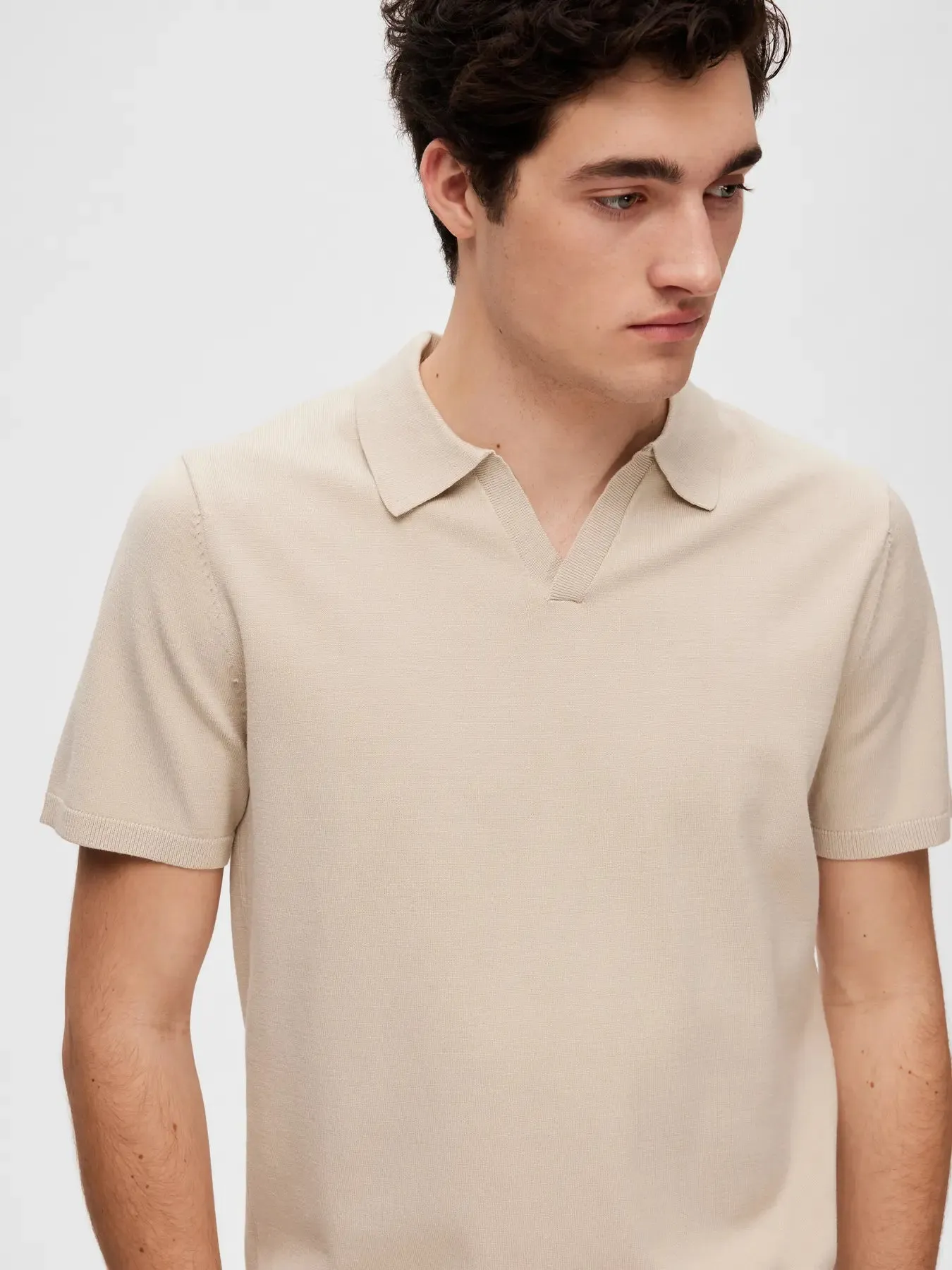 Teller knit polo - egret sold by Brando product image thumbnail 5