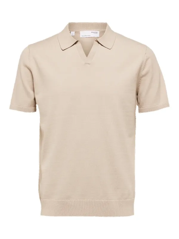 Teller knit polo - egret made by Selected