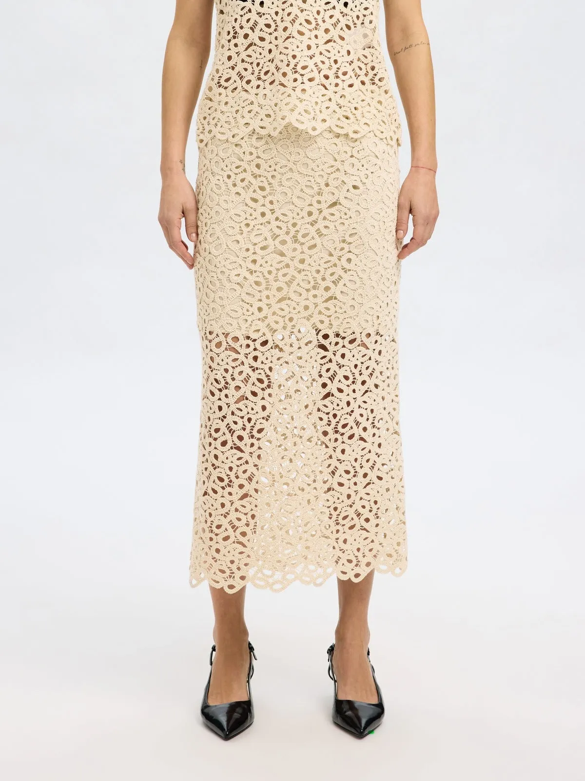 Alima midi crochet skjørt- sandshell sold by Brando product image thumbnail 2