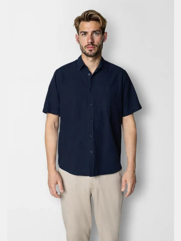 Luca shirt s/s - navy sold by Brando