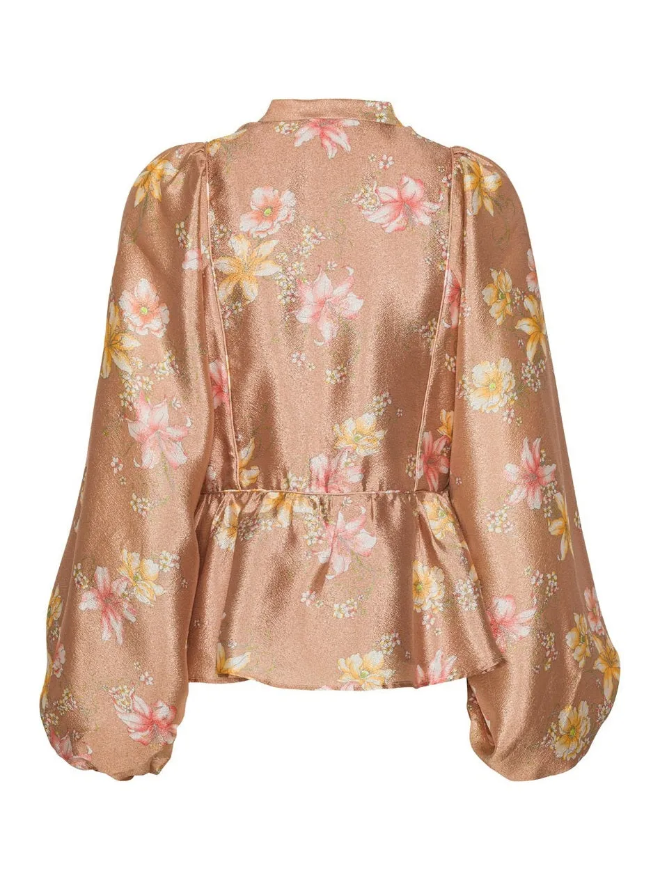 Nova Bluse - Deep pink with flowers sold by Brando product image thumbnail 2