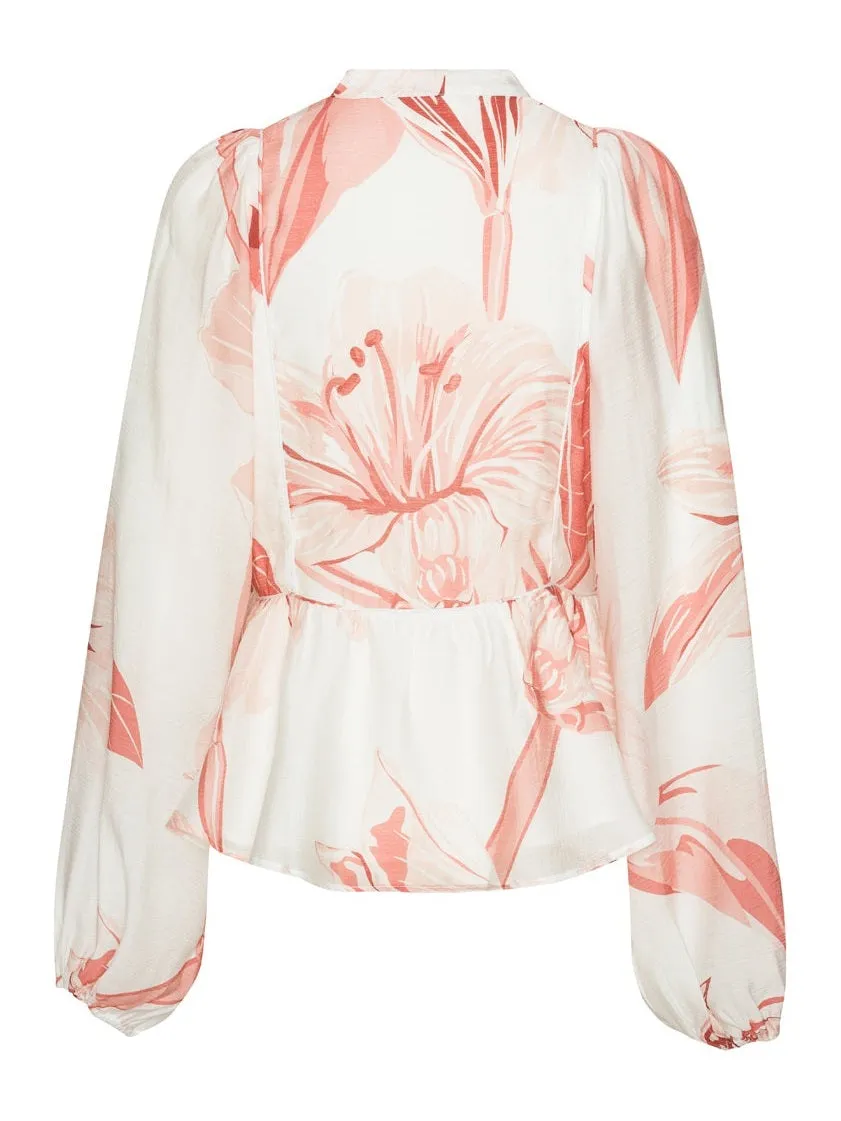 Nova Bluse - White with pink lillies sold by Brando product image thumbnail 2