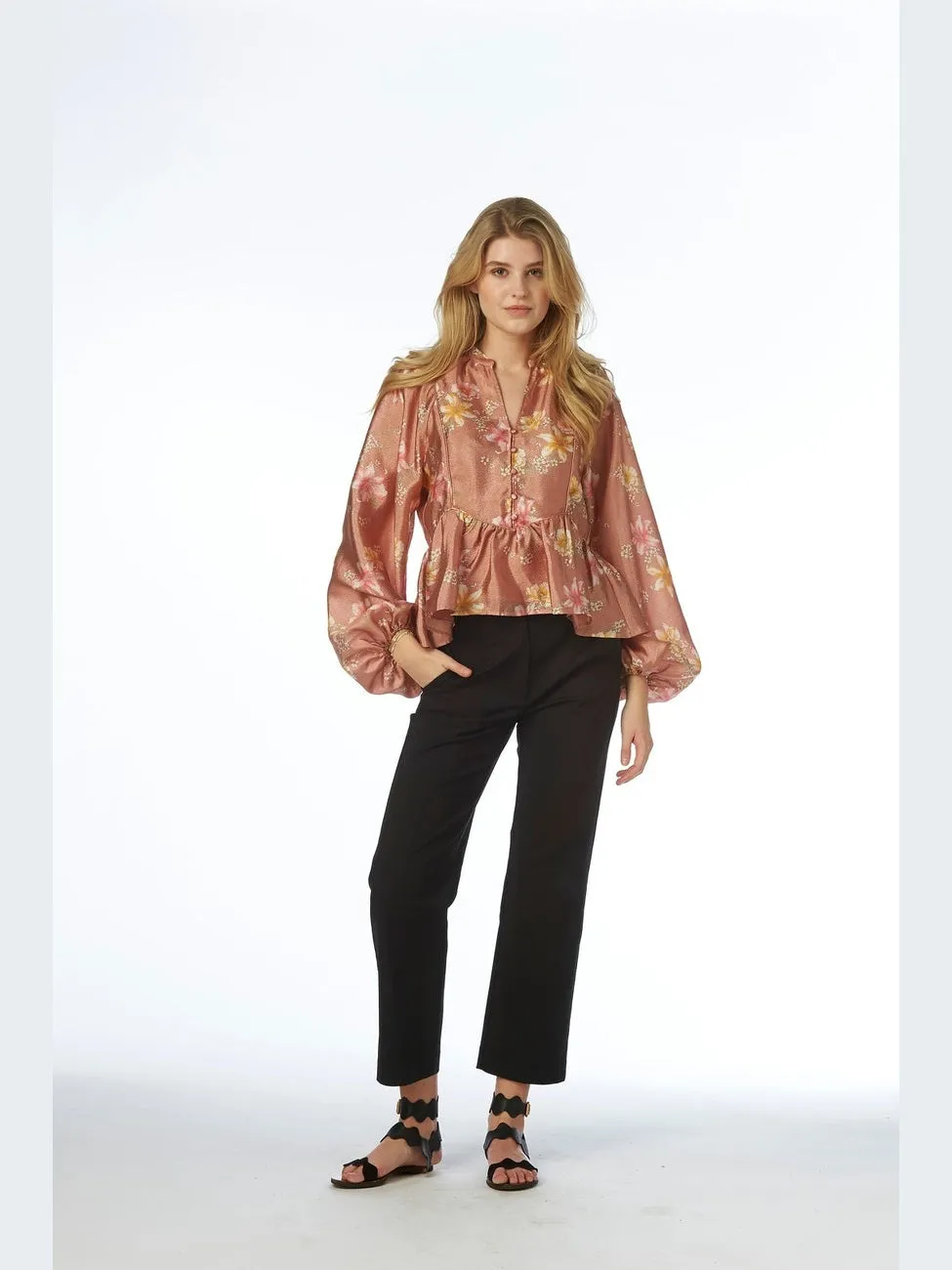 Nova bluse - deep pink with flowers sold by Brando product image thumbnail 4