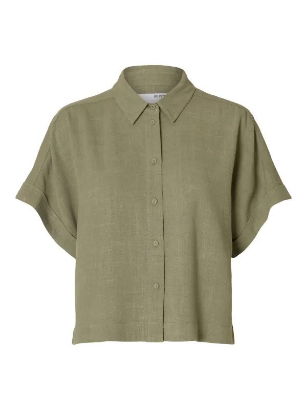 Viva cropped skjorte - vetiver sold by Brando