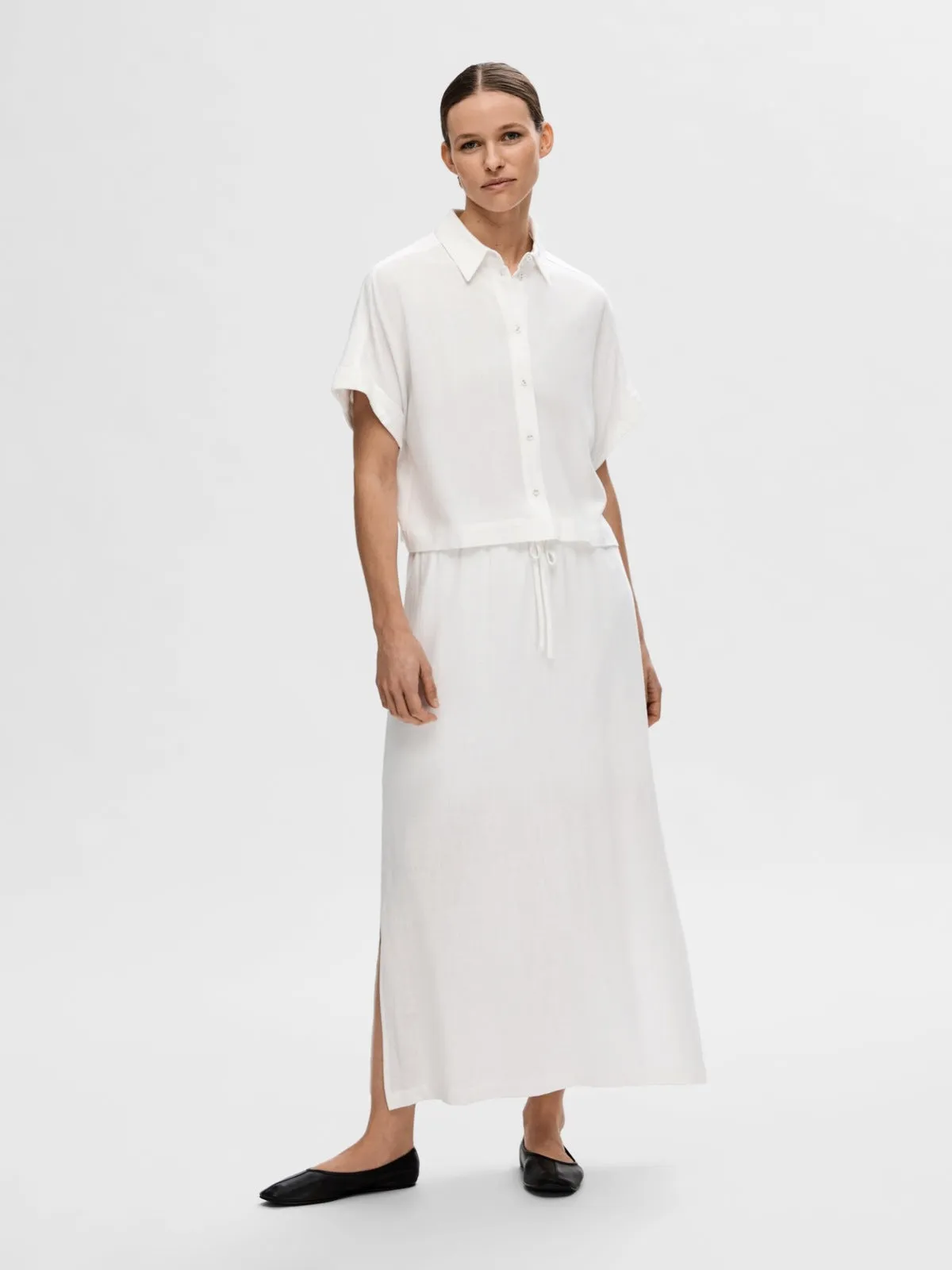 Viva cropped skjorte - snow white sold by Brando product image thumbnail 2