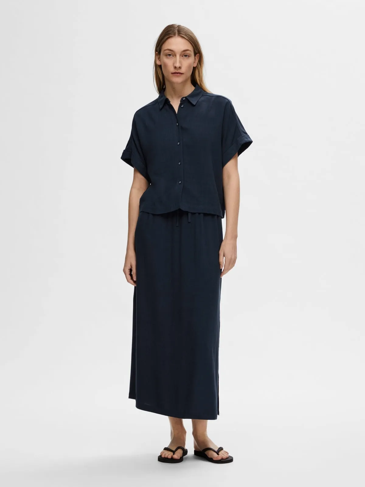 Viva cropped skjorte - dark sapphire sold by Brando product image thumbnail 2