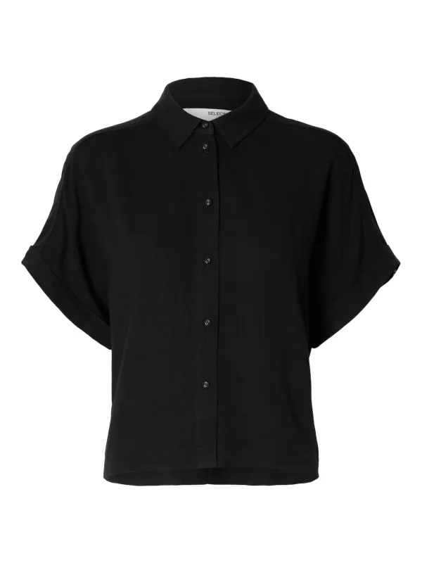 VIVA CROPPED SKJORTE - Black sold by Brando