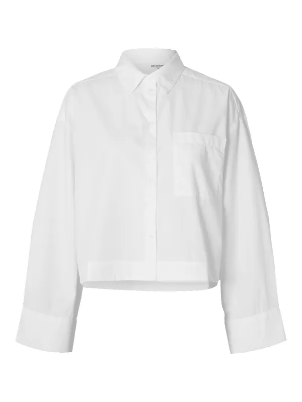 Astha cropped boxy skjorte - bright white sold by Brando