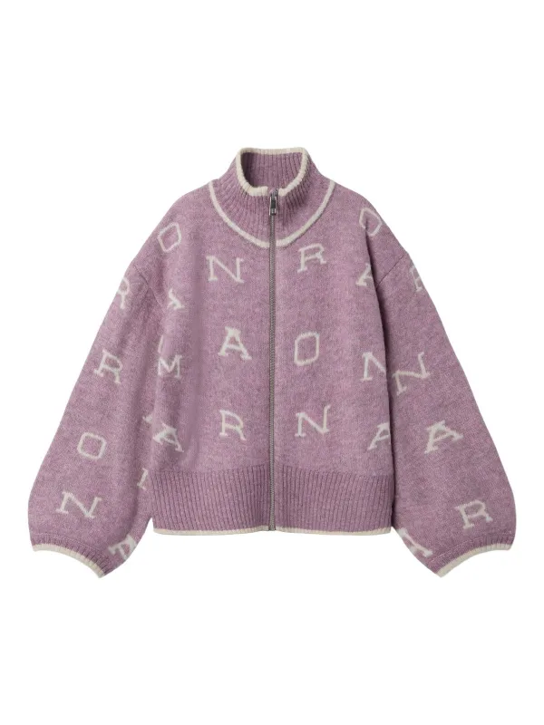 NEIFY OVERSIZED STRIKKET CARDIGAN ZIP - Elderberry sold by Brando