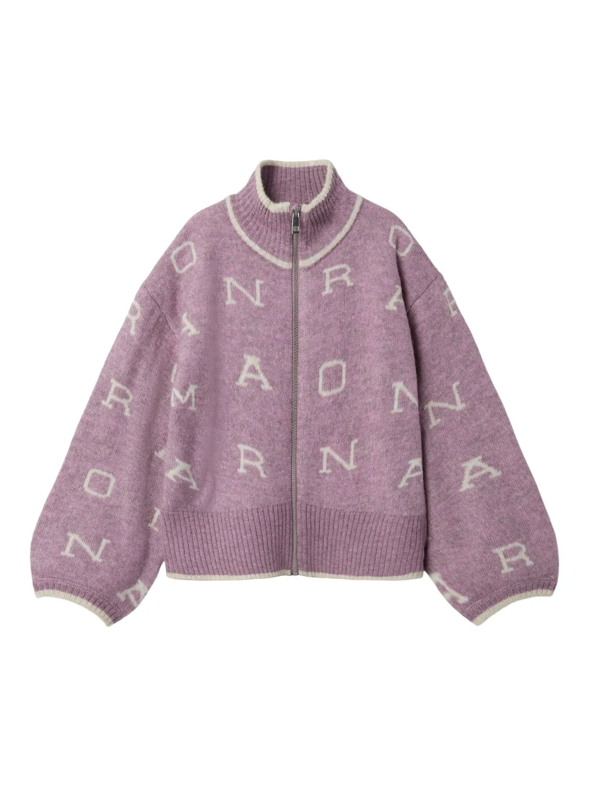 NEIFY OVERSIZED STRIKKET CARDIGAN ZIP - Elderberry sold by Brando