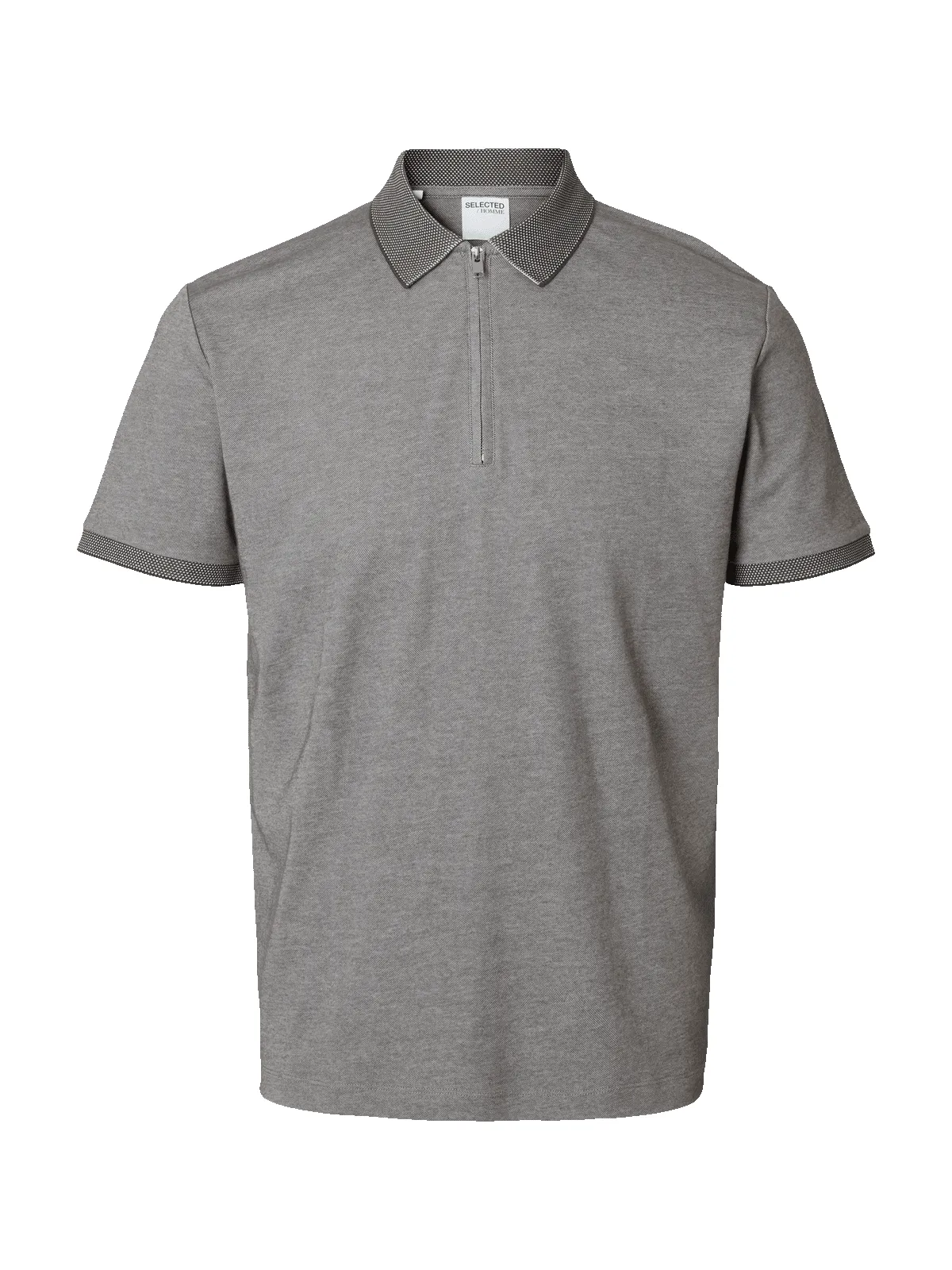 Fave zip polo - medium grey melange sold by Brando