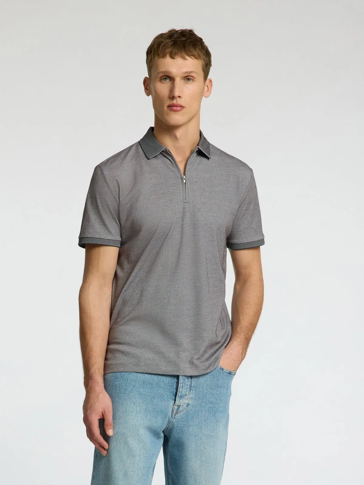 Fave zip polo - medium grey melange sold by Brando product image thumbnail 2