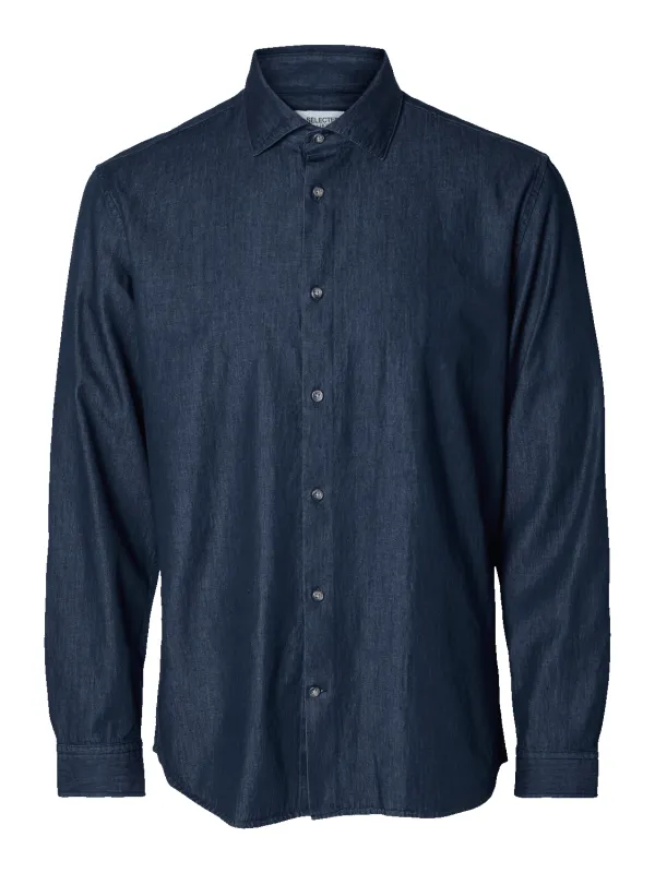 FORMAL DENIM SKJORTE - Dark Blue Denim sold by Brando