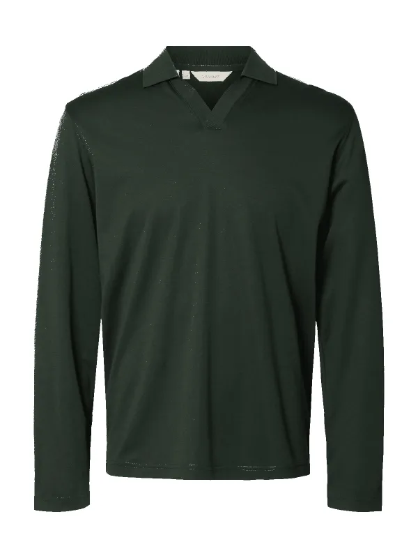 Fave split neck polo skjorte - deep forest sold by Brando