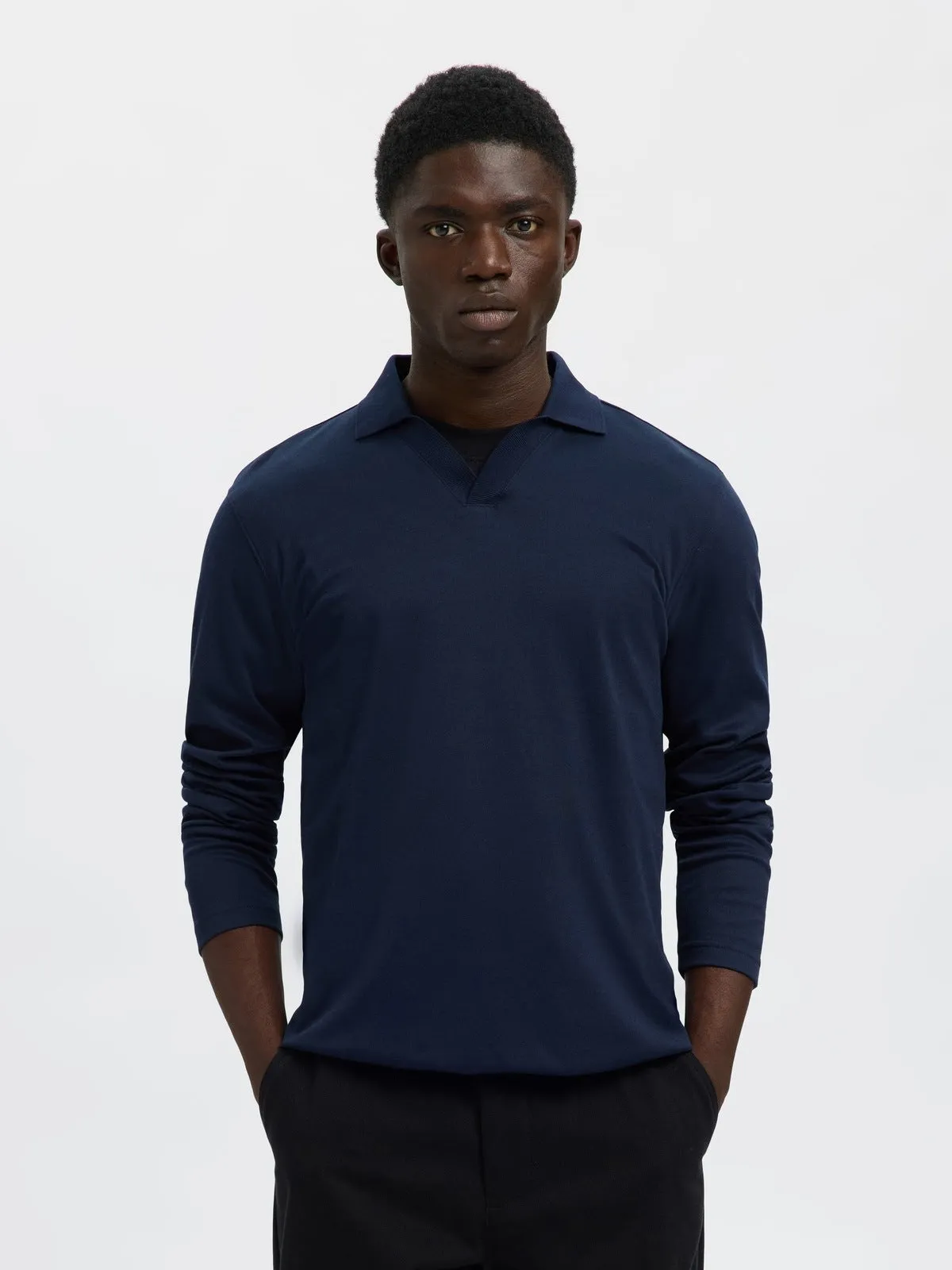 Fave split neck polo skjorte - navy blazer sold by Brando product image thumbnail 2