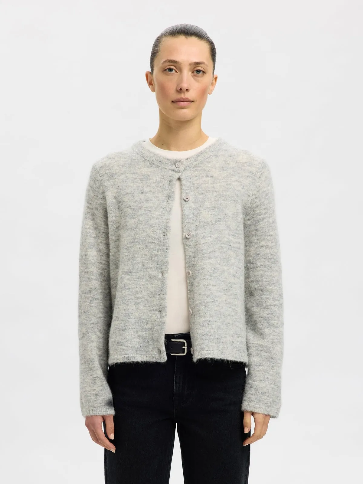 Lulu new knit cardigan - light grey melange sold by Brando product image thumbnail 2