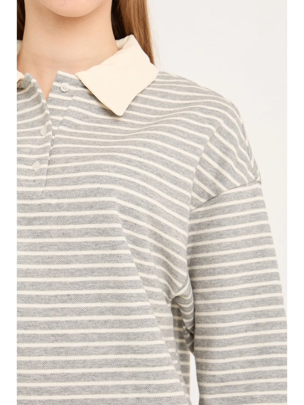 Nila polo genser - 284 grey/white sold by Brando product image thumbnail 4