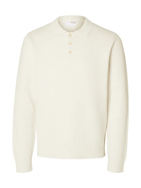 Dane knit structure polo - egret sold by Brando