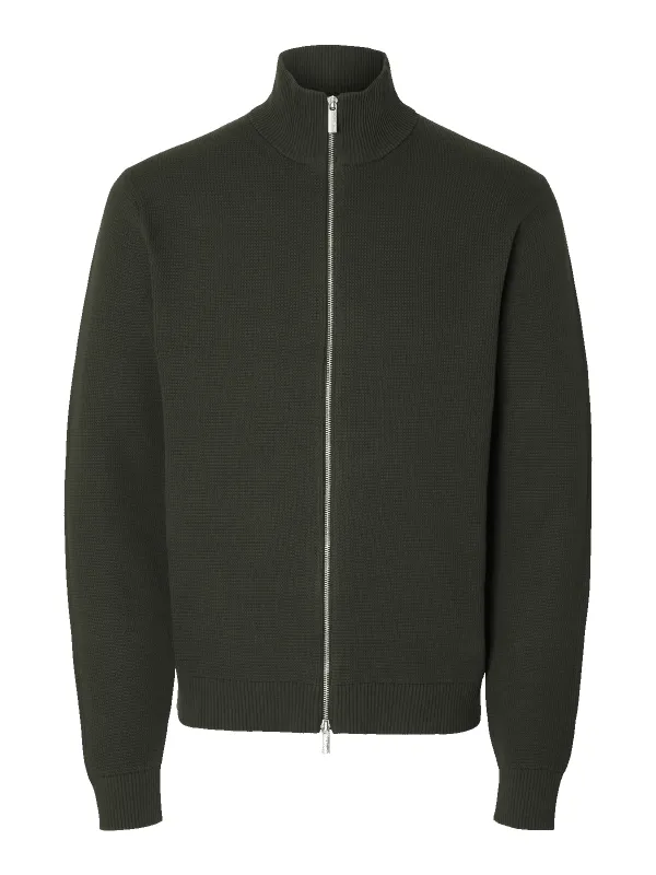 Dane knit structure zip jakke - deep forest sold by Brando