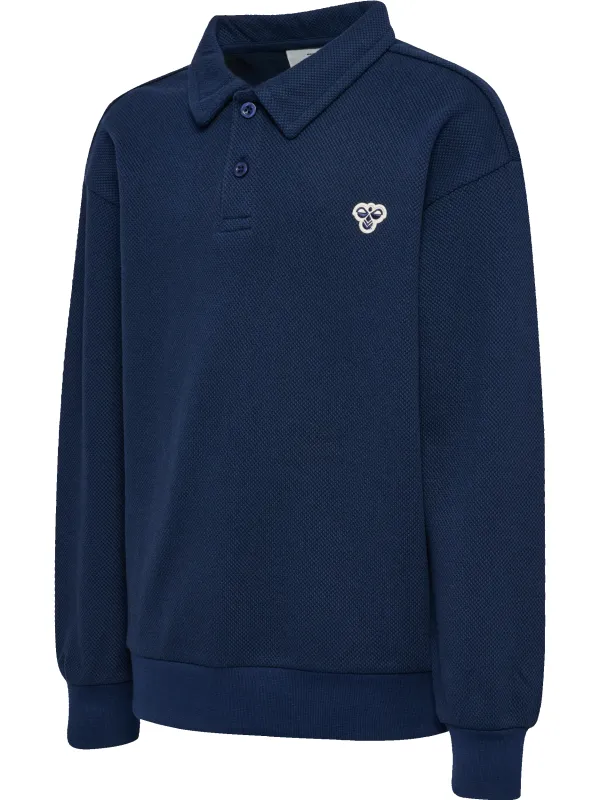 JR LOOSE PIQUE POLO SWEATSHIRT - Dress Blues made by Hummel