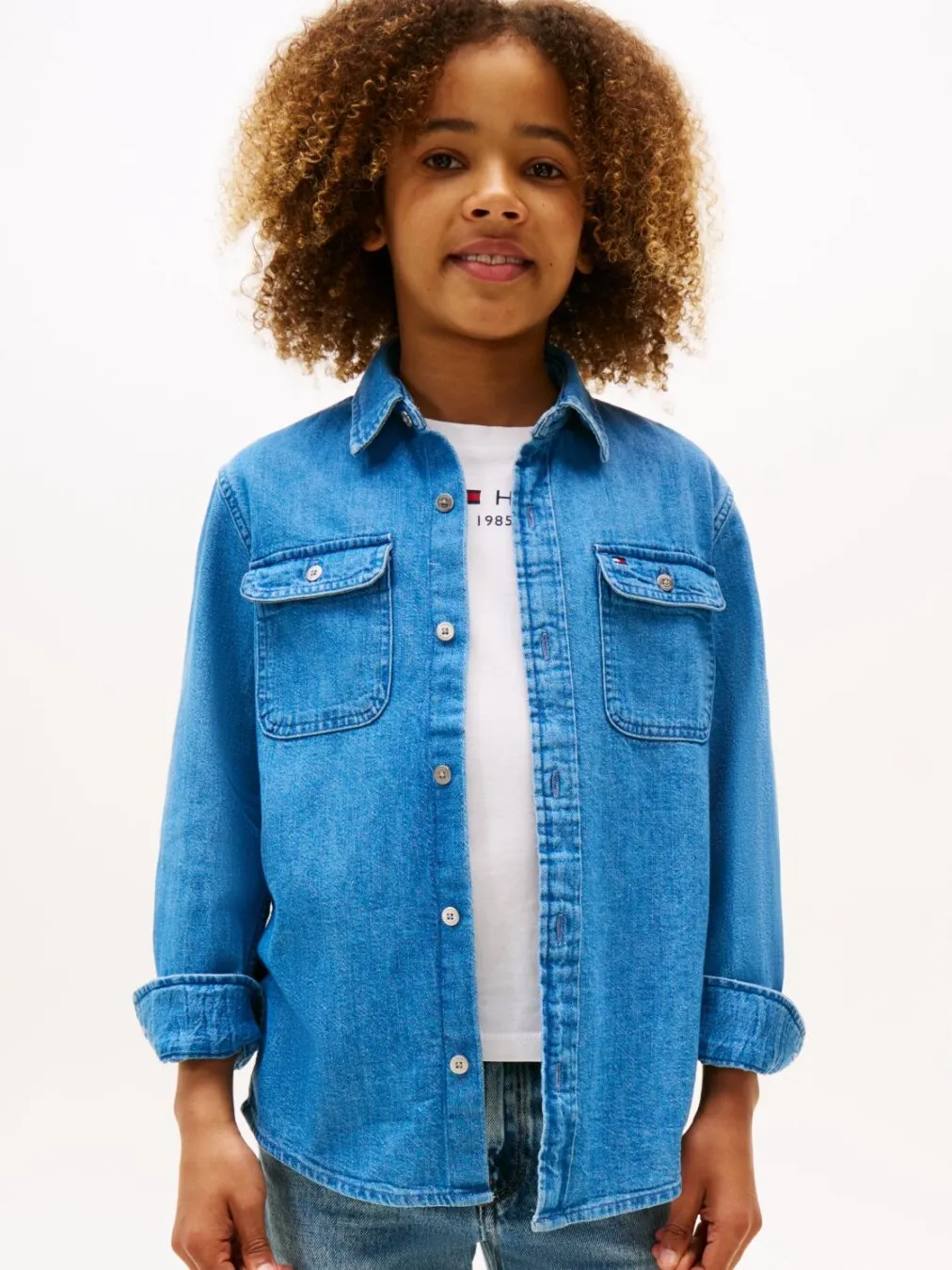 MID BLUE DENIM SKJORTE - Denim Medium Blue sold by Brando product image thumbnail 2