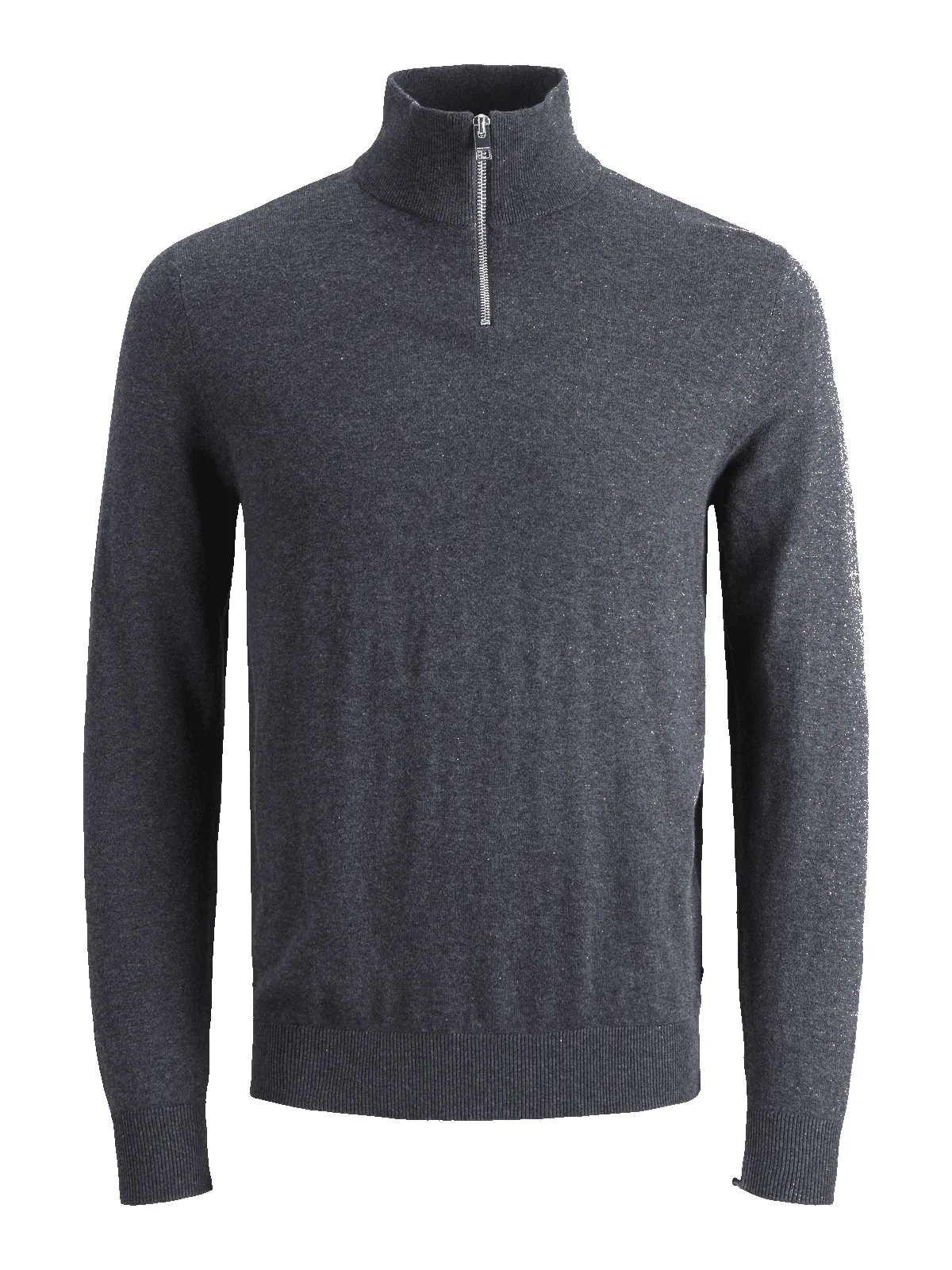 Emil Knit Half Zip Genser - Dark Grey Melange sold by Brando