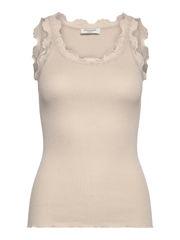 Babette sl u-neck lace top - rainy day sold by Brando