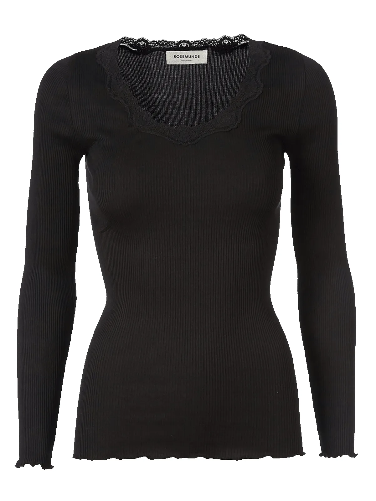 Babette silk t-shirt w/ lace - black sold by Brando