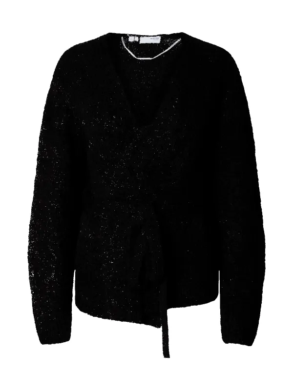 Gabella ls knit belt cardigan - black sold by Brando