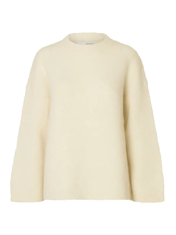 Gabriella ls knit new o neck genser - birch sold by Brando