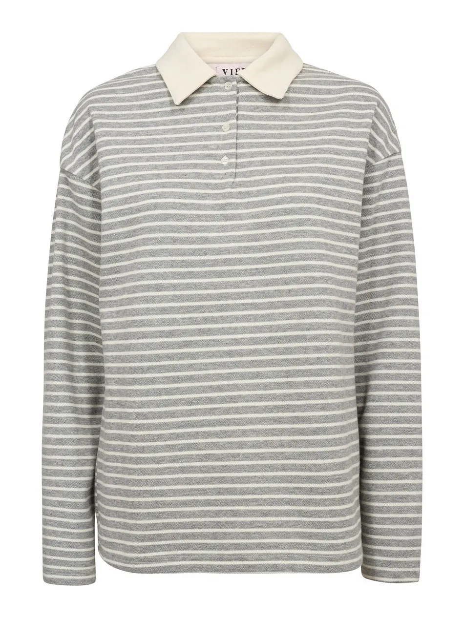 Nila polo genser - 284 grey/white sold by Brando