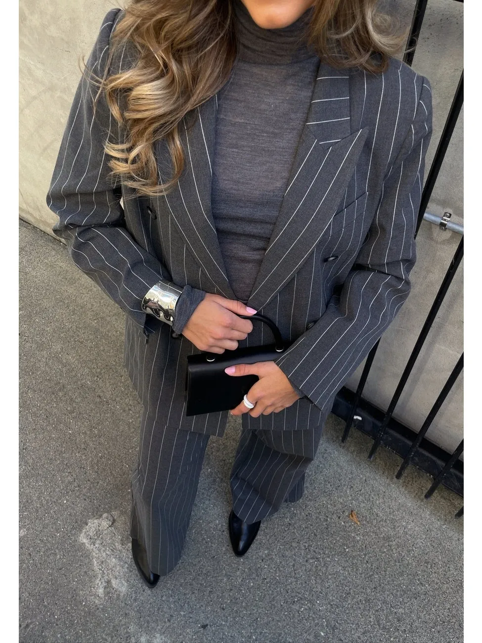 Alma dressbukse - grey pinstripe sold by Brando product image thumbnail 4