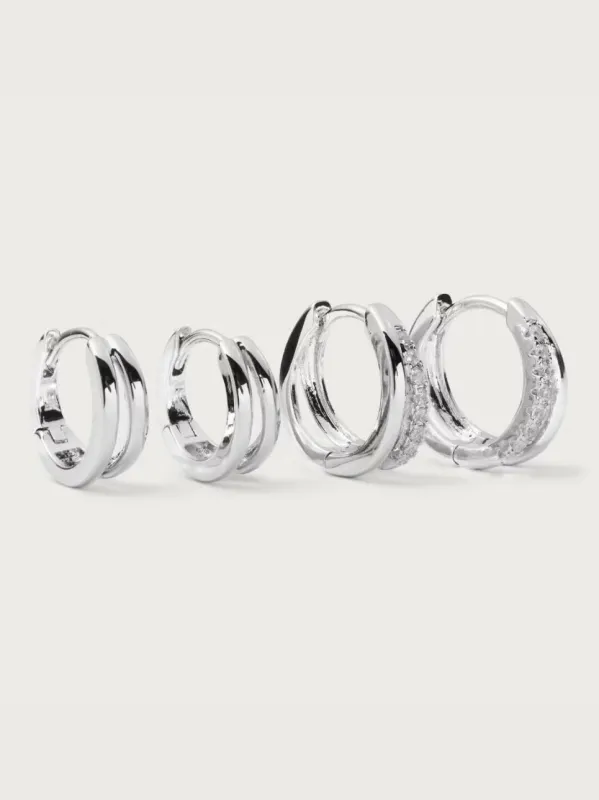 Staple hoops combo - sølvbelagt sold by Brando