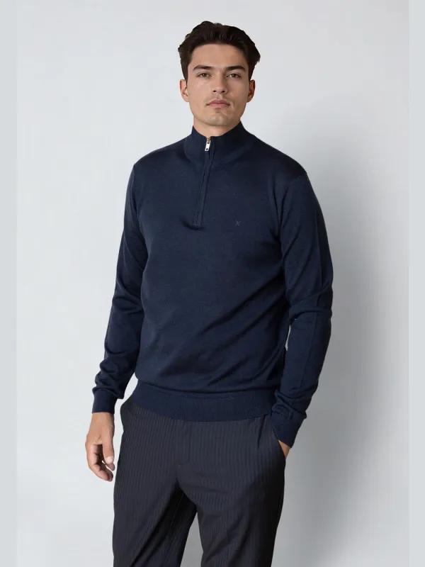 Merino half zip - navy sold by Brando