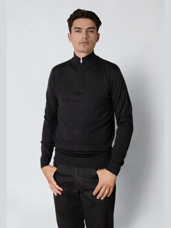 Merino half zip - black sold by Brando