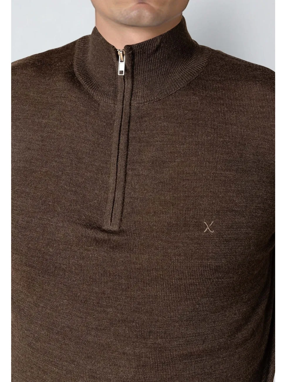 Merino half zip - brown melangè sold by Brando product image thumbnail 3
