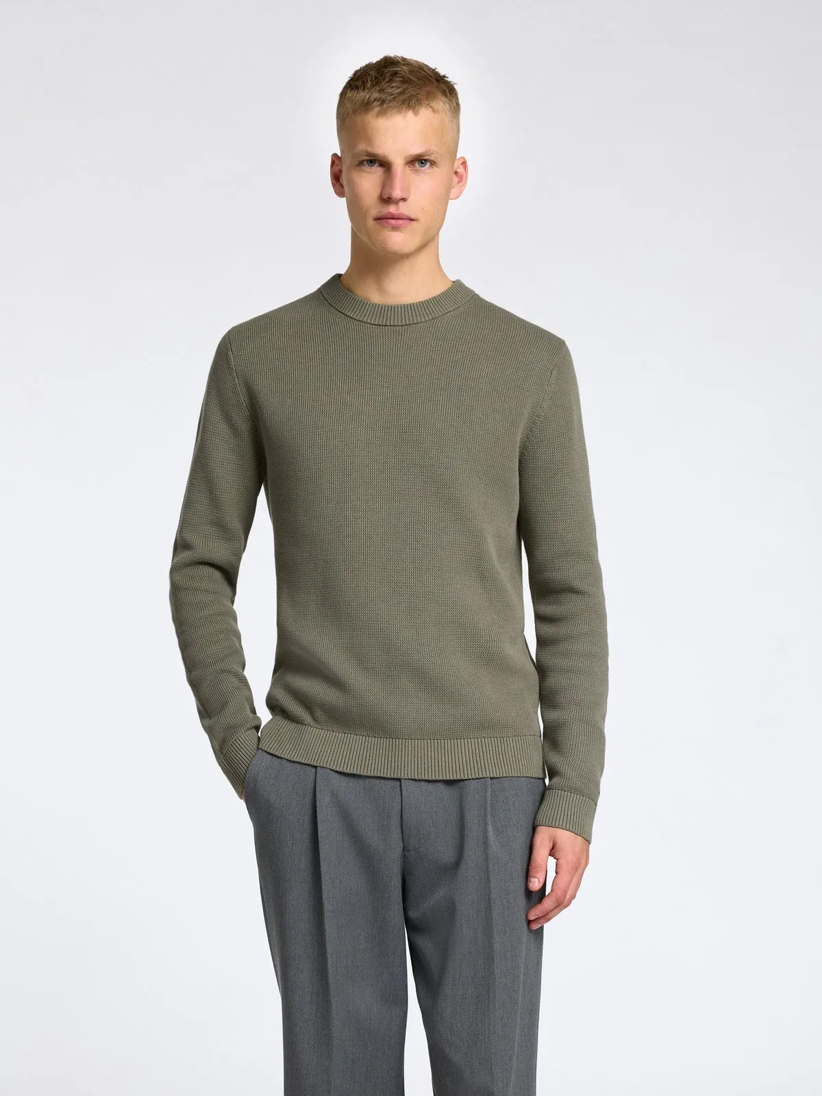 Dane knit structure crew neck - vetiver sold by Brando