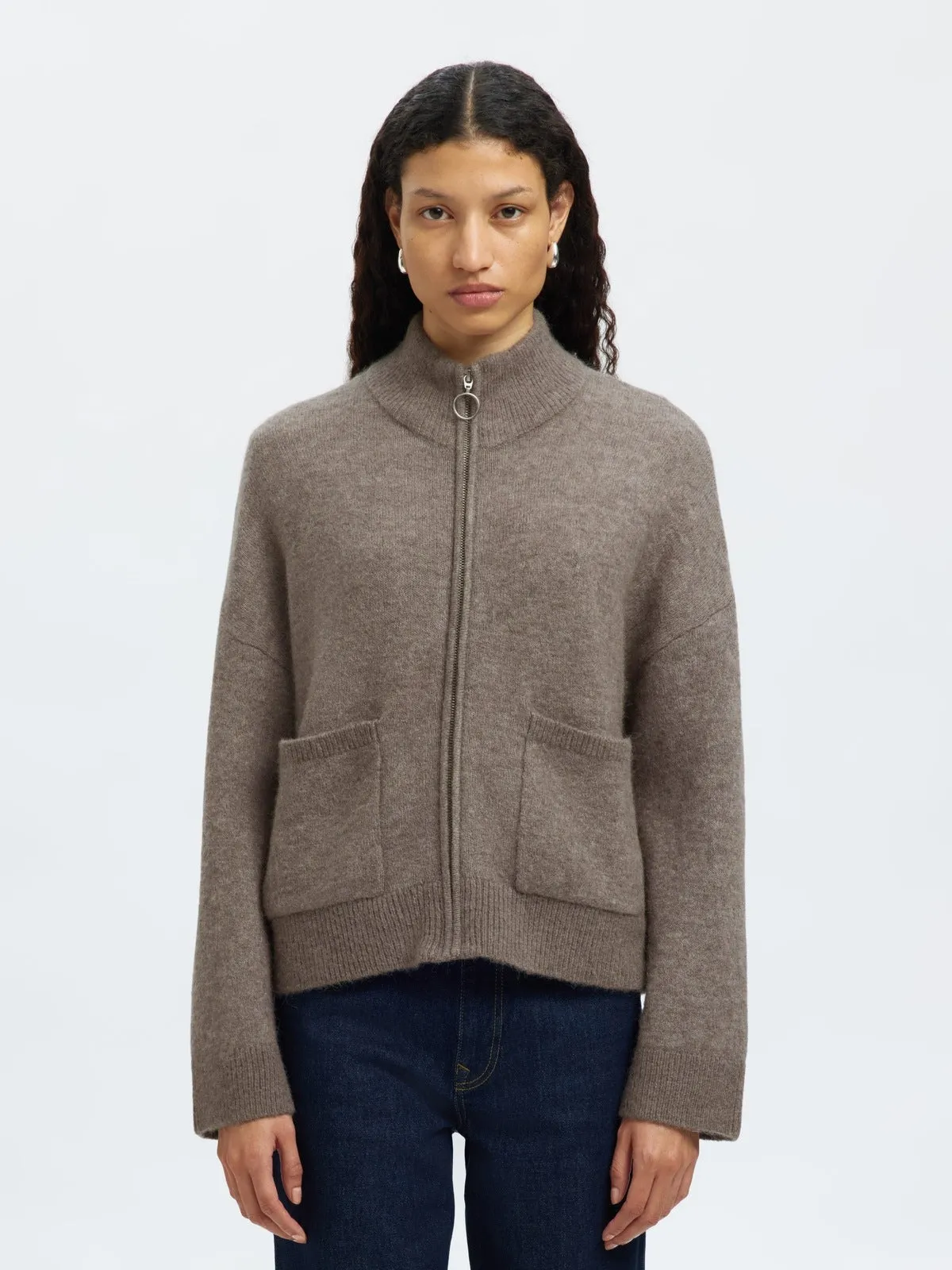 Sia knit zipper cardigan - steel gray sold by Brando product image thumbnail 2
