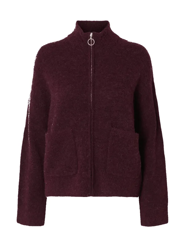 Sia knit zipper cardigan - fig sold by Brando