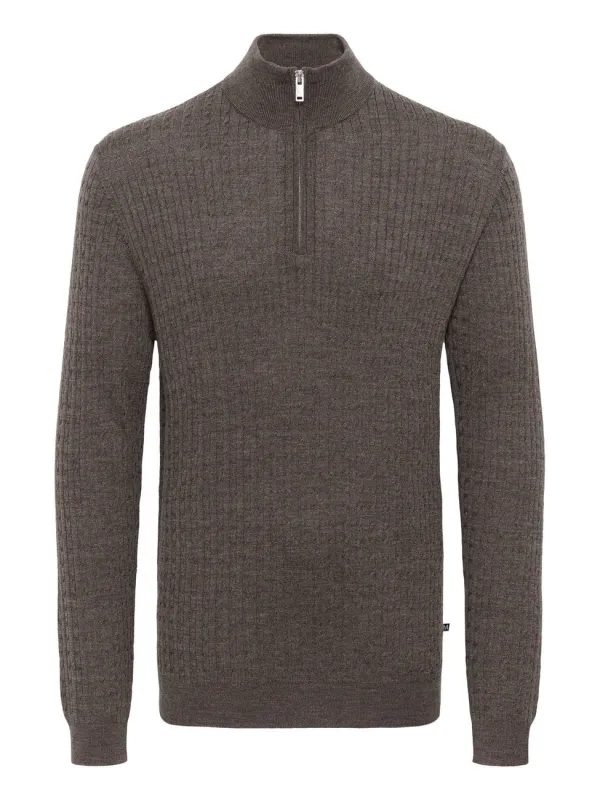 Mason halfzip - brown soil melange sold by Brando