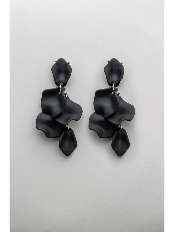 Leaf earrings matt - black matt sold by Brando